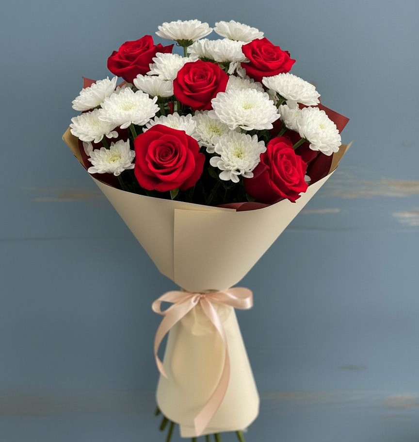 Букет цветов из: Розы и Хризантемы в Будогощь