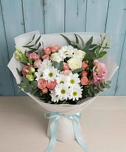 Букет цветов из:  Розы, Лизиантусы и Хризантемы в Будогощь