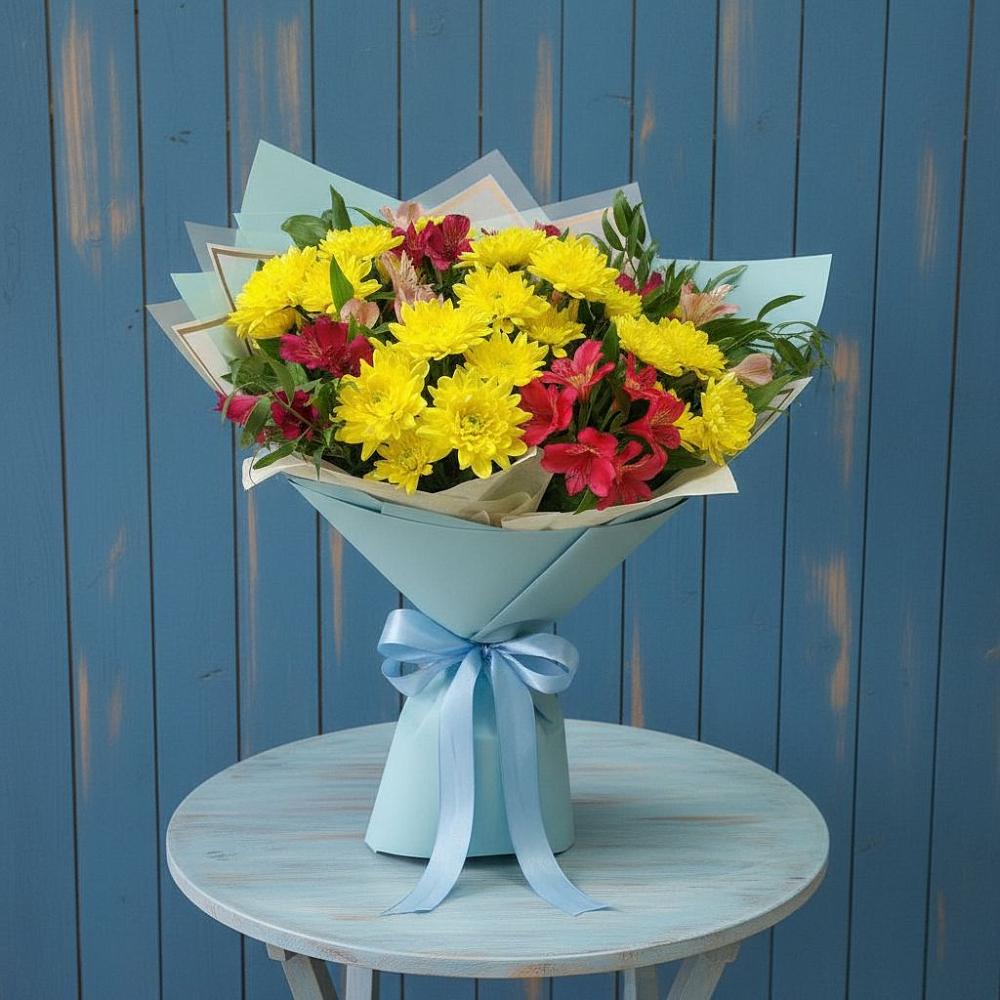 Букет цветов из: Альстромерии и Хризантемы в Будогощь