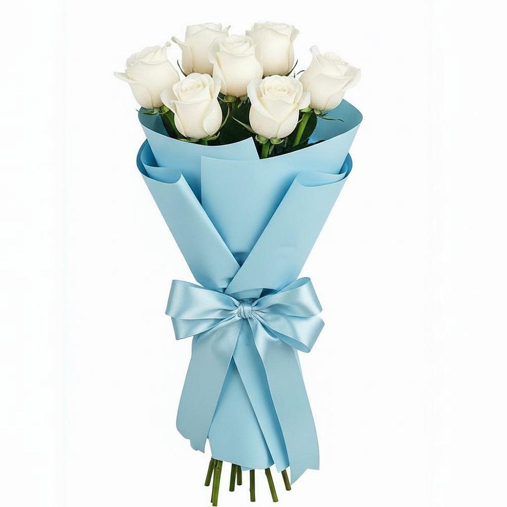 Букет 7 белых роз Проуд в Будогощь