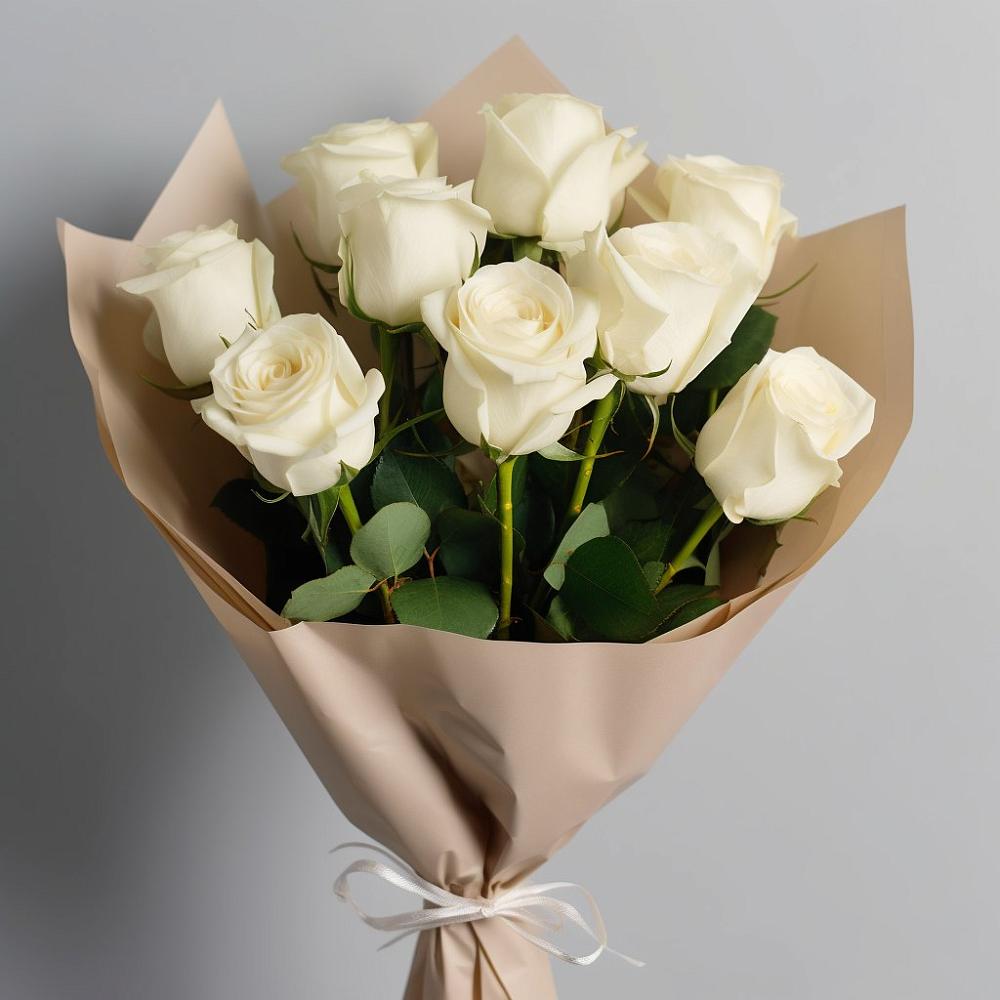 Букет 9 Белых роз Эдлесс Лав в Будогощь