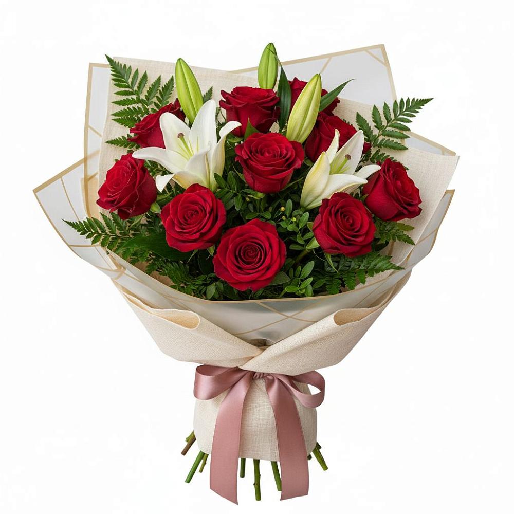 Букет цветов из: Лилии и Розы в Будогощь