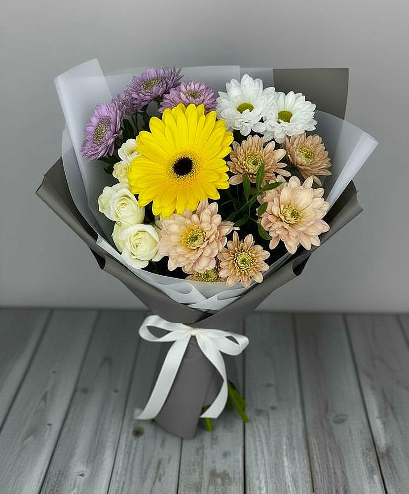 Букет цветов из: Розы, Герберы и Хризантемы в Будогощь