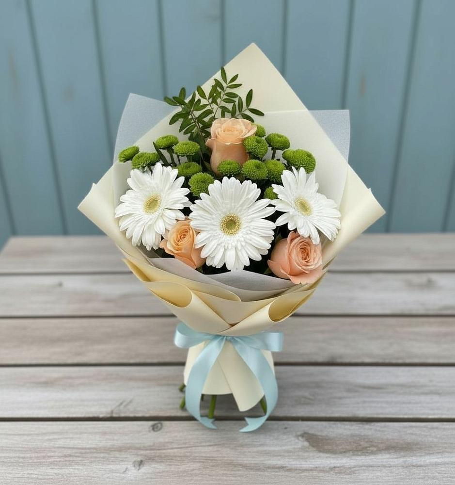 Букет цветов из: Герберы, Розы и Хризантемы в Будогощь