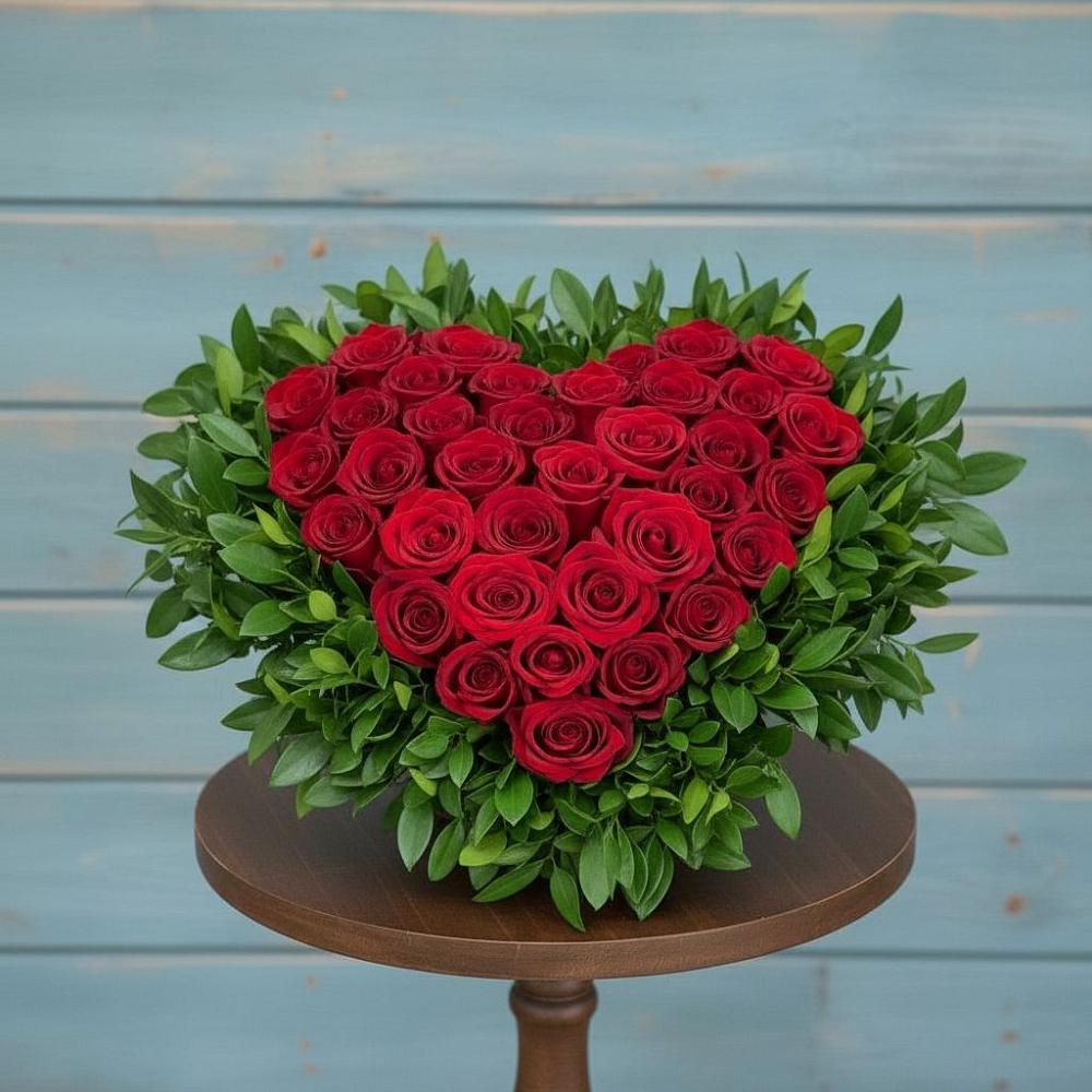 Цветочная композиция из Розы в виде сердца в Будогощь