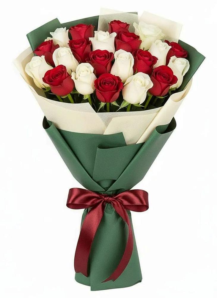 Букет Микс из красных и белых роз в Будогощь