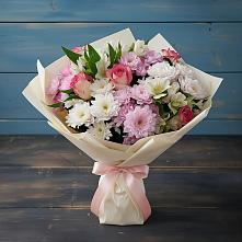 Букет цветов из:  Хризантемы, Альстромерии и Розы в Будогощь