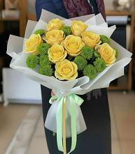 Букет цветов из:  Хризантемы и Розы в Будогощь