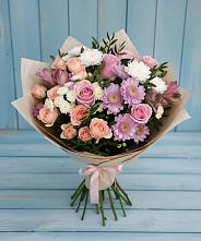 Букет цветов из:  Хризантемы, Розы и Альстромерии #REPLACE_PRED# Будогощь