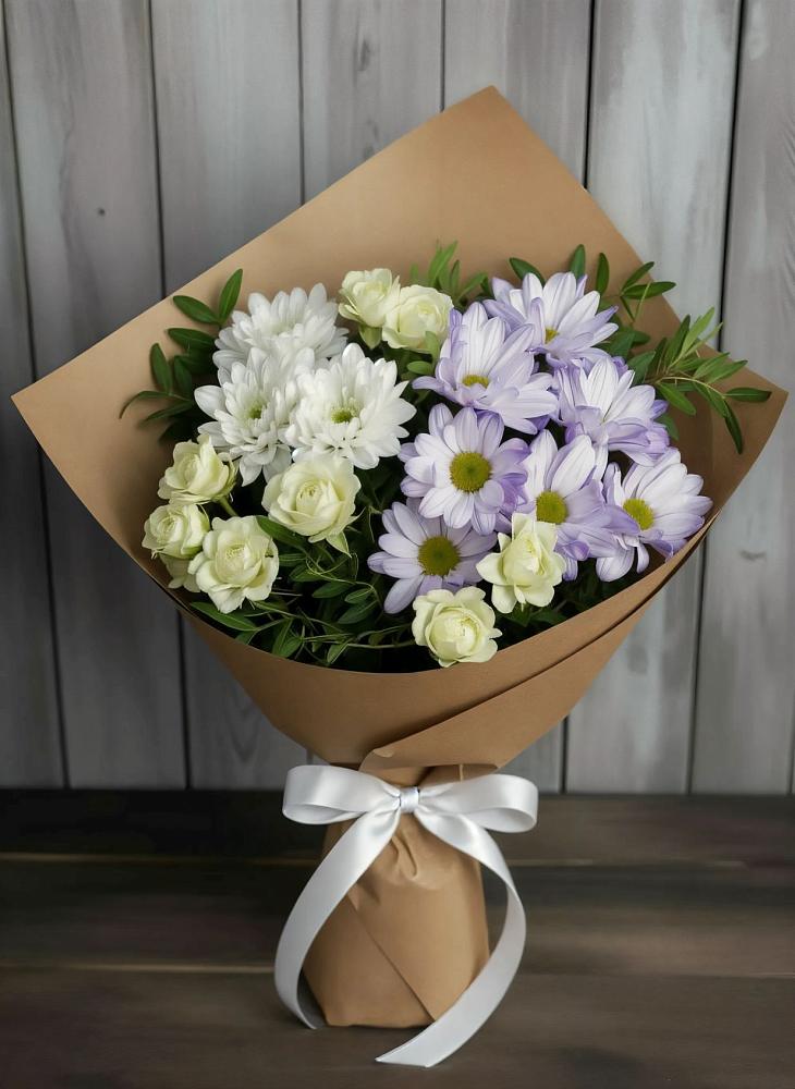 Букет цветов из: Хризантемы и Розы в Будогощь
