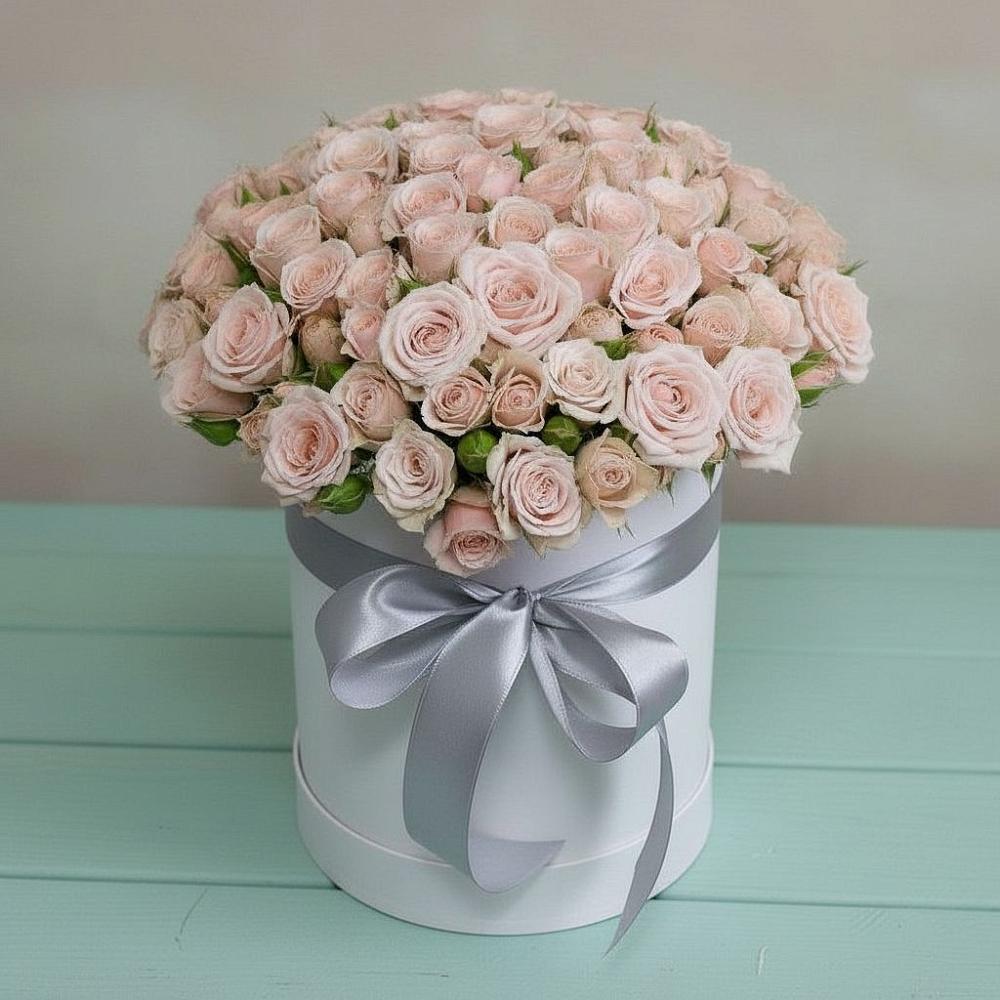 Цветочная композиция из Розы в шляпной коробке в Будогощь